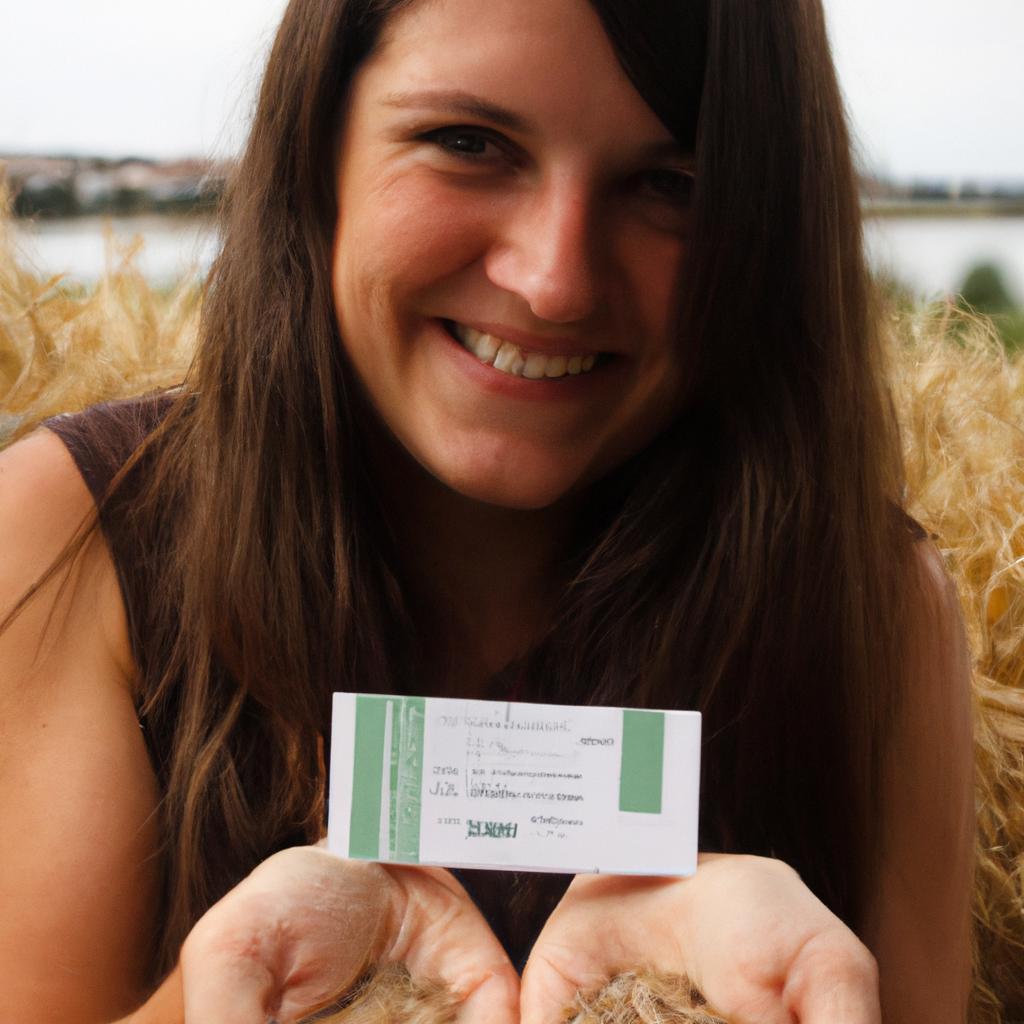 Person holding barley samples, smiling
