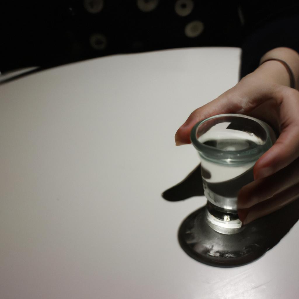 Person holding a Shochu glass