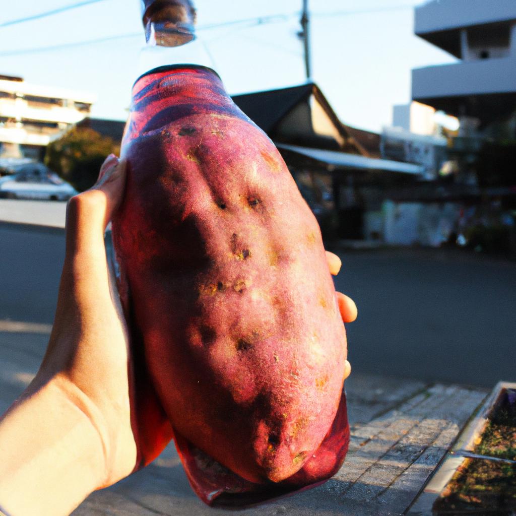 Person holding sweet potato shochu